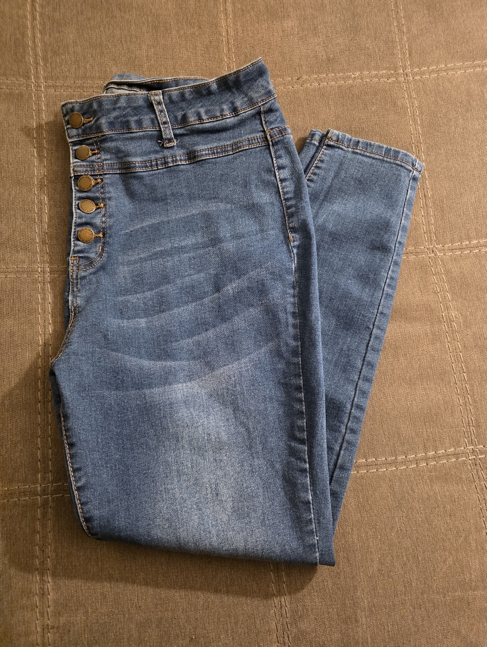 SXY High-Waist Cat Whisker Button Fly Skinny Jeans - Picture 4 of 5